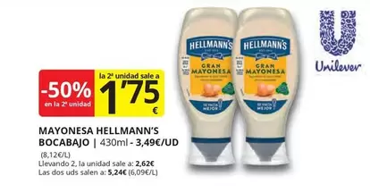 Oferta de Hellmann's - Mayonesa Bocabajo por 2,62€ en Supermercados MAS