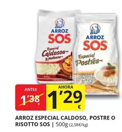 Oferta de Sos - Arroz Especial Caldo por 1,29€ en Supermercados MAS