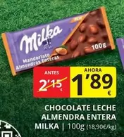 Oferta de Milka - Chocolate Leche Almendras Enteras por 1,89€ en Supermercados MAS