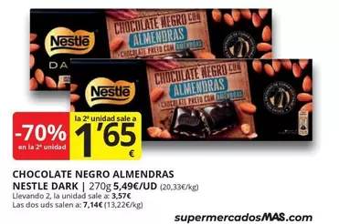 Oferta de Nestlé - Chocolate Negro Almendras por 3,57€ en Supermercados MAS