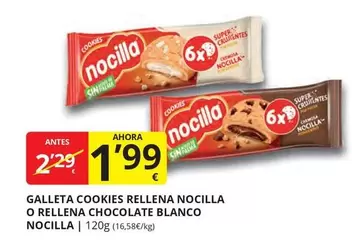 Oferta de Nocilla - Galleta Cookies Rellena  O Rellena Chocolate Blanco por 1,99€ en Supermercados MAS