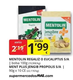 Oferta de Plus - Mentolin Regaliz O Eucaliptus S/a por 1,99€ en Supermercados MAS