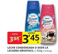 Oferta de Nestlé - Leche Condensada O Desn La Lechera Sirvefacil por 3,45€ en Supermercados MAS