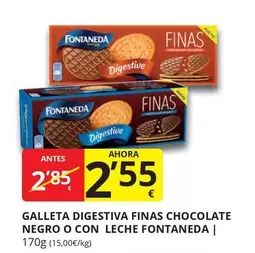 Oferta de Fontaneda - Galleta Digestiva Finas Chocolate Negro O Con Leche por 2,55€ en Supermercados MAS