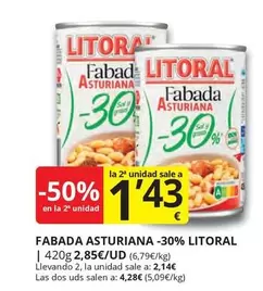 Oferta de Litoral - Fabada Asturiana 30% por 2,85€ en Supermercados MAS