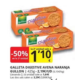 Oferta de Gullón - Galleta Digestive Avena Naranja por 1,64€ en Supermercados MAS