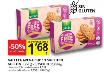 Oferta de Gullón - Galleta Avena Choco S/Gluten por 2,51€ en Supermercados MAS