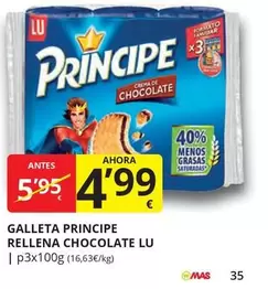 Oferta de Lu - Galleta Principe Rellena Chocolate por 4,99€ en Supermercados MAS