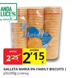 Oferta de Family Biscuits - Galleta Maria 0% por 2,15€ en Supermercados MAS