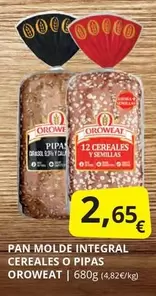 Oferta de Oroweat - Pan Molde Integral Cereales O Pipas por 2,65€ en Supermercados MAS