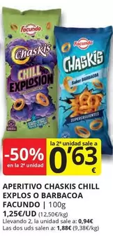 Oferta de Facundo - Aperitivo Chaskis Chill Explos O Barbacoa por 0,94€ en Supermercados MAS