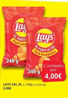Oferta de Lay's - Sal Xl por 4€ en Supermercados MAS