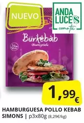 Oferta de Anda - Hamburguesa Pollo Kebab por 1,99€ en Supermercados MAS