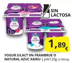 Oferta de Kaiku - Yogur S/Lact 0% Frambrue O Natural Azuc por 1,89€ en Supermercados MAS
