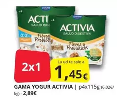 Oferta de Danone - Gama Yogur Activia por 2,89€ en Supermercados MAS