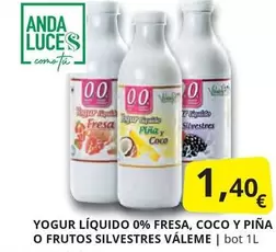Oferta de Anda - Yogur Líquido 0% Fresa, Coco Y Pina O Frutos Silvestres por 1,4€ en Supermercados MAS