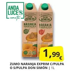 Oferta de Don Simón - Zumo Naranja Exprim C/Pulpa O S/Pulpa por 1,99€ en Supermercados MAS