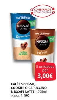 Oferta de Nescafé - Cafe Espresso, Cookies O Capuccino por 1,49€ en Supermercados MAS