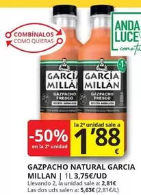 Oferta de Garcia - Gazpacho Natural por 3,75€ en Supermercados MAS