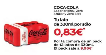 Oferta de Coca-Cola - Sabor Original, Zero Azucar Y Zero Zero por 0,83€ en Supermercados MAS