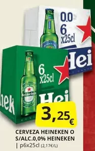 Oferta de Heineken - Cerveza  O S/alc.o.0% por 3,25€ en Supermercados MAS