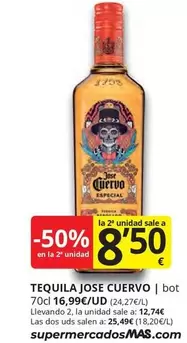 Oferta de Jose Cuervo - Tequila | Bot por 16,99€ en Supermercados MAS