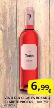 Oferta de Protos - Vino D.o. Cigales Rosado Clarette por 6,99€ en Supermercados MAS