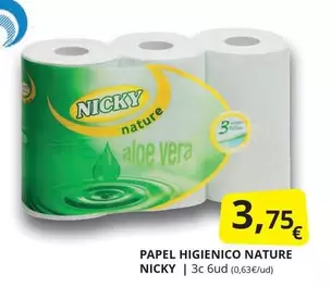 Oferta de Nicky - Papel Higienico Nature por 3,75€ en Supermercados MAS