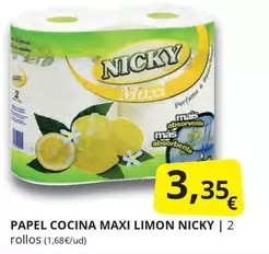 Oferta de Nicky - Papel Cocina Maxi Limon por 3,35€ en Supermercados MAS