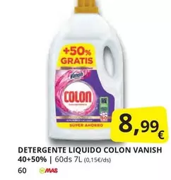 Oferta de Vanish - Detergente Liquido Colon por 8,99€ en Supermercados MAS
