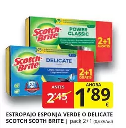 Oferta de Scotch-Brite - Estropajo Esponja Verde O Delicate por 2,45€ en Supermercados MAS