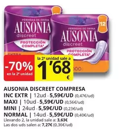 Oferta de Ausonia - Discreet Compresa Inc Extr Maxi por 5,59€ en Supermercados MAS