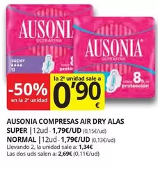 Oferta de Ausonia - Compresas Air Dry Alas Super por 1,79€ en Supermercados MAS