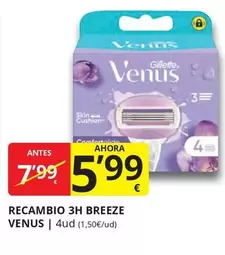 Oferta de Gillette - Recambio 3h Breeze por 5,99€ en Supermercados MAS