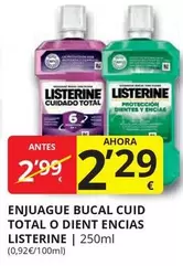 Oferta de Listerine - Enjuague Bucal Cuid Total O Dient Encias por 2,29€ en Supermercados MAS