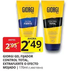 Oferta de Giorgi - Gel Gel Fijador Control Total, Extrafuerte O Efecto Mojado por 2,49€ en Supermercados MAS