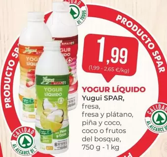 Oferta de Spar - Yogur Liquido por 1,99€ en SPAR Gran Canaria