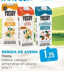 Oferta de YoSoy - Bebida De Avena por 1,25€ en SPAR Gran Canaria