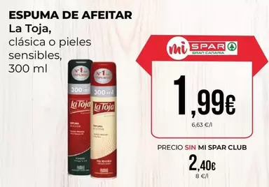 Oferta de La Toja - Espuma De Afeitar por 1,99€ en SPAR Gran Canaria