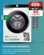 Oferta de Samsung - Lavadora Ww90dg6u85lku3 por 499€ en Milar