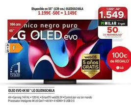 Oferta de LG - Oled Evo 4k 65" Oled65c46la por 1149€ en Milar