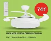 Oferta de Orbegozo - Ventilador De Techo CP138105 por 74,9€ en Milar