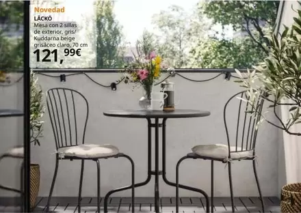 Oferta de Lacko - Mesa Con 2 Sillas De Exterior, gris/Kuddarna Beige Grisáceo Claro, 70 Cm por 121,99€ en IKEA