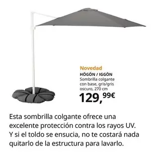 Oferta de Hógon / Iggón - Sombrilla Colgante Con Base, gris/Gris Oscuro, 270 Cm por 129,99€ en IKEA