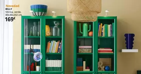Oferta de Billy - Vitrina, Verde, 80x30x202 Cm por 169€ en IKEA
