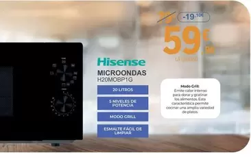 Oferta de Hisense - Microondas H20MOBP1G por 59,9€ en E.Leclerc