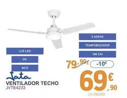 Oferta de Jata - Ventilador Techo JVTE4233 por 69,9€ en E.Leclerc