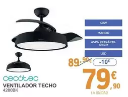 Oferta de Cecotec - Ventilador Techo 4280BK por 79,9€ en E.Leclerc