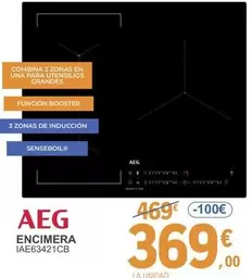 Oferta de AEG - Encimera IAE63421CB por 369€ en E.Leclerc