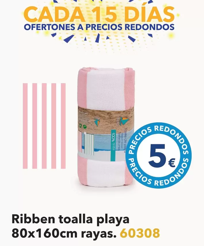 Oferta de Ribben Toalla Playa 80x160cm Rayas. 60308 por 5€ en Tiendas MGI